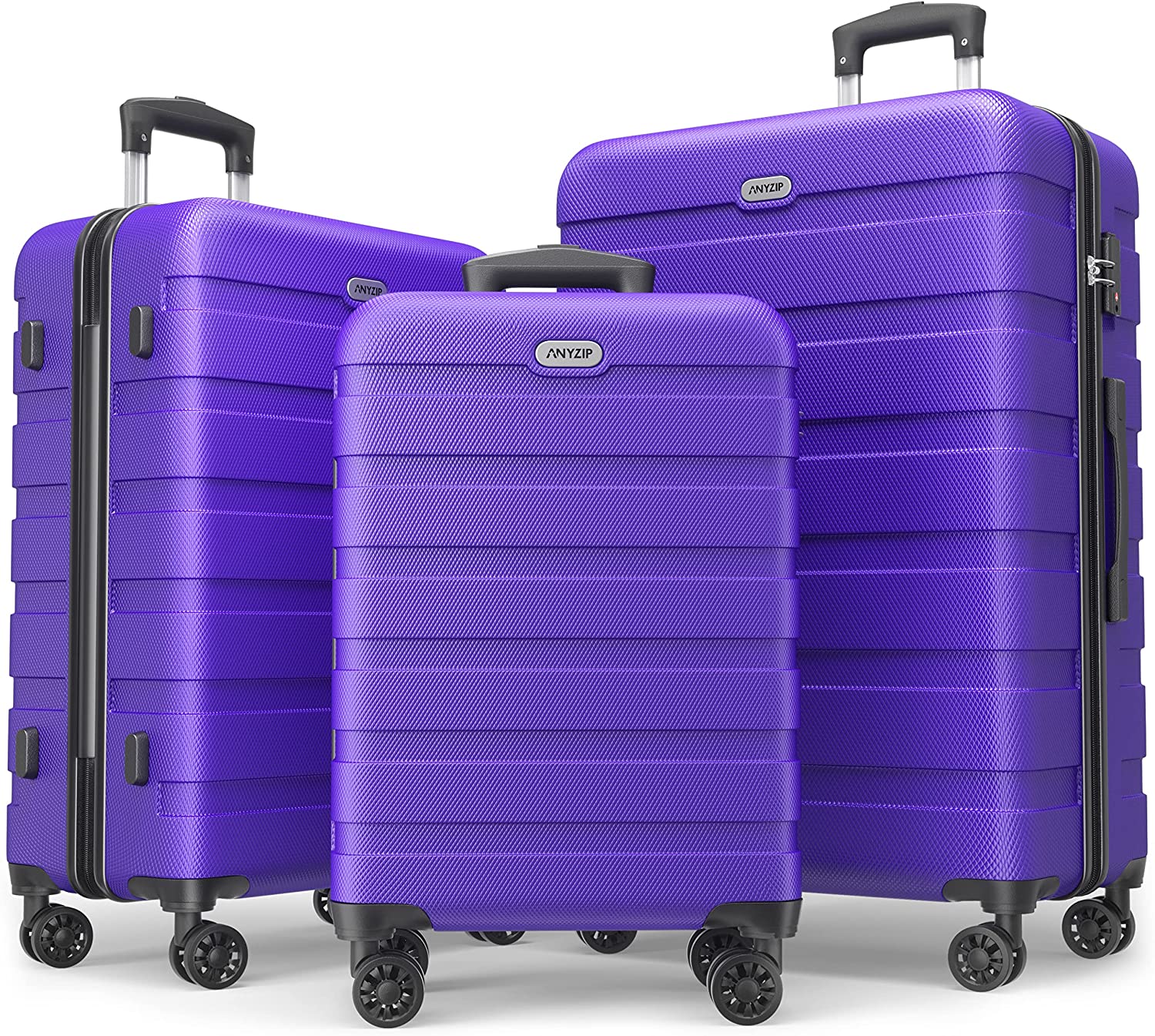AnyZip Luggage Sets 3 Piece PC ABS Hardside Lightweight Suitcase with 4 Universal Wheels TSA Lock Carry On 20 24 28 Inch Light Blue - Image 1
